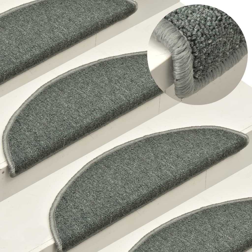 Carpet Stair Treads 15 pcs Dark Green 56x17x3 cm - Tyrell & Tyrell