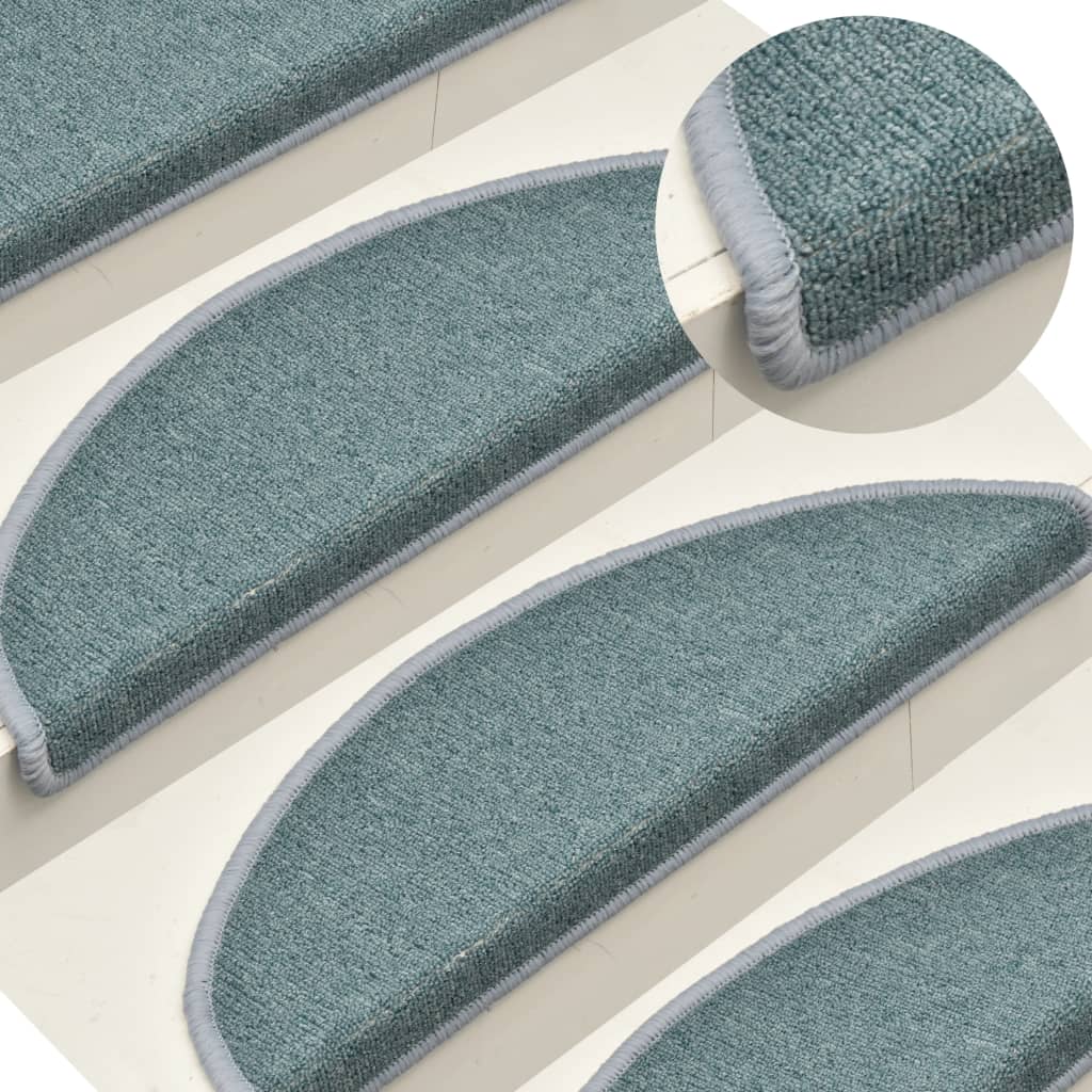 Carpet Stair Treads 15 pcs Blue 56x17x3 cm - Decor Base