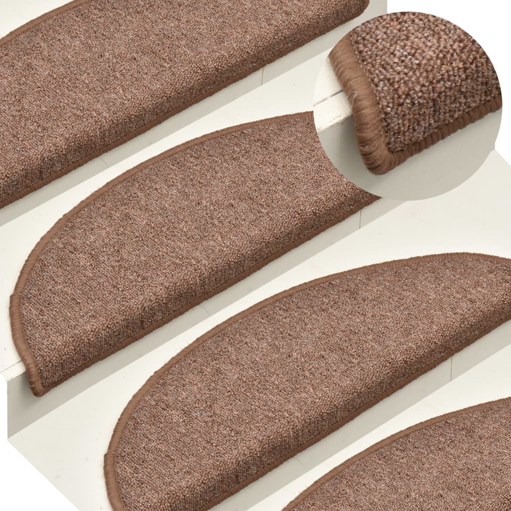 Carpet Stair Treads 15 pcs Brown 56x17x3 cm - Millennium Furniture