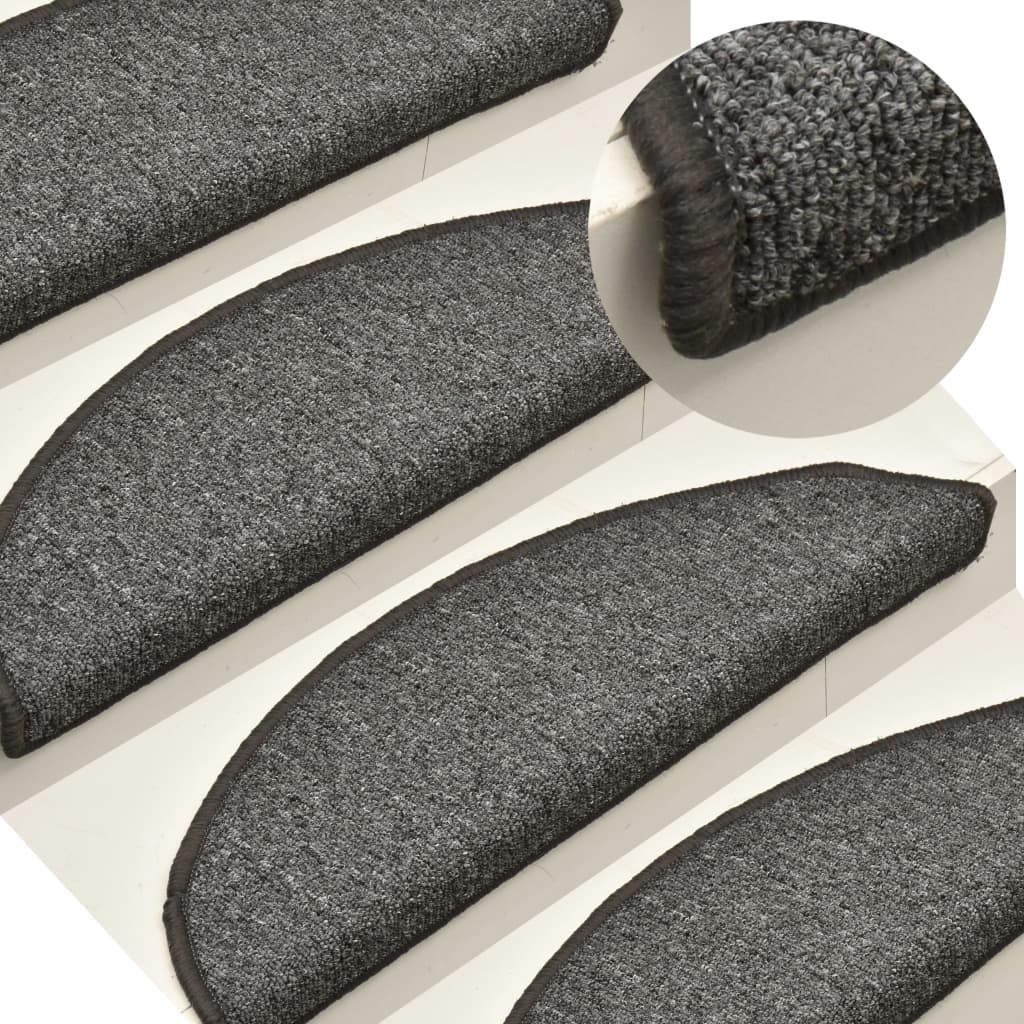 Carpet Stair Treads 15 pcs Dark Grey 56x17x3 cm - Unbeatable Bargains