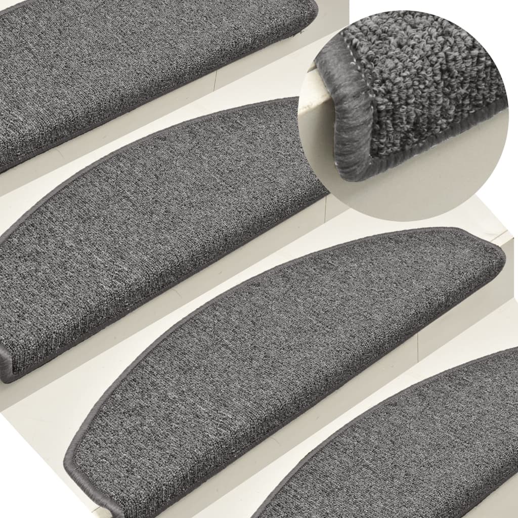 Carpet Stair Treads 15 pcs Dark Grey 65x24x4 cm - Tyrell & Tyrell