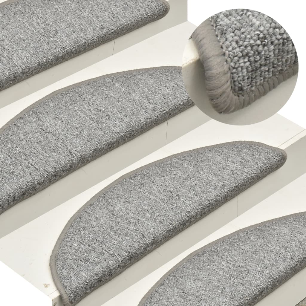 Stair Mats 15 Pieces 56x17x3 cm Light Grey Half Round - Charlotte Dunes