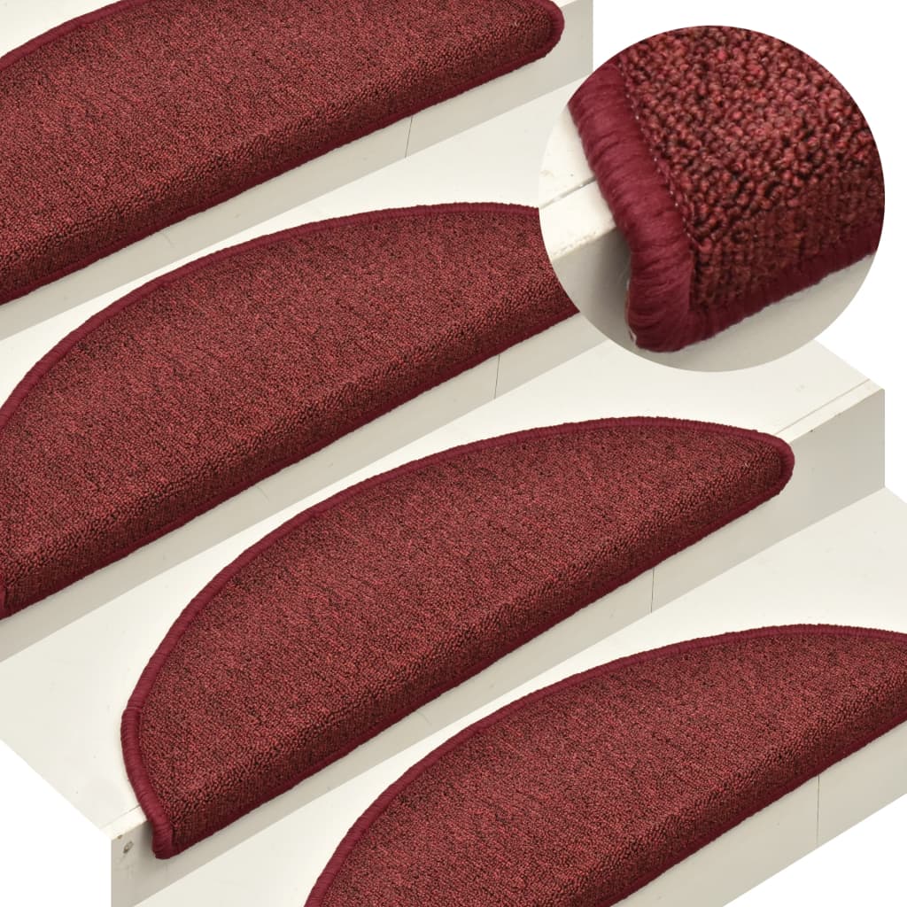 Carpet Stair Treads 15 pcs Red 56x17x3 cm - R and M Furniture