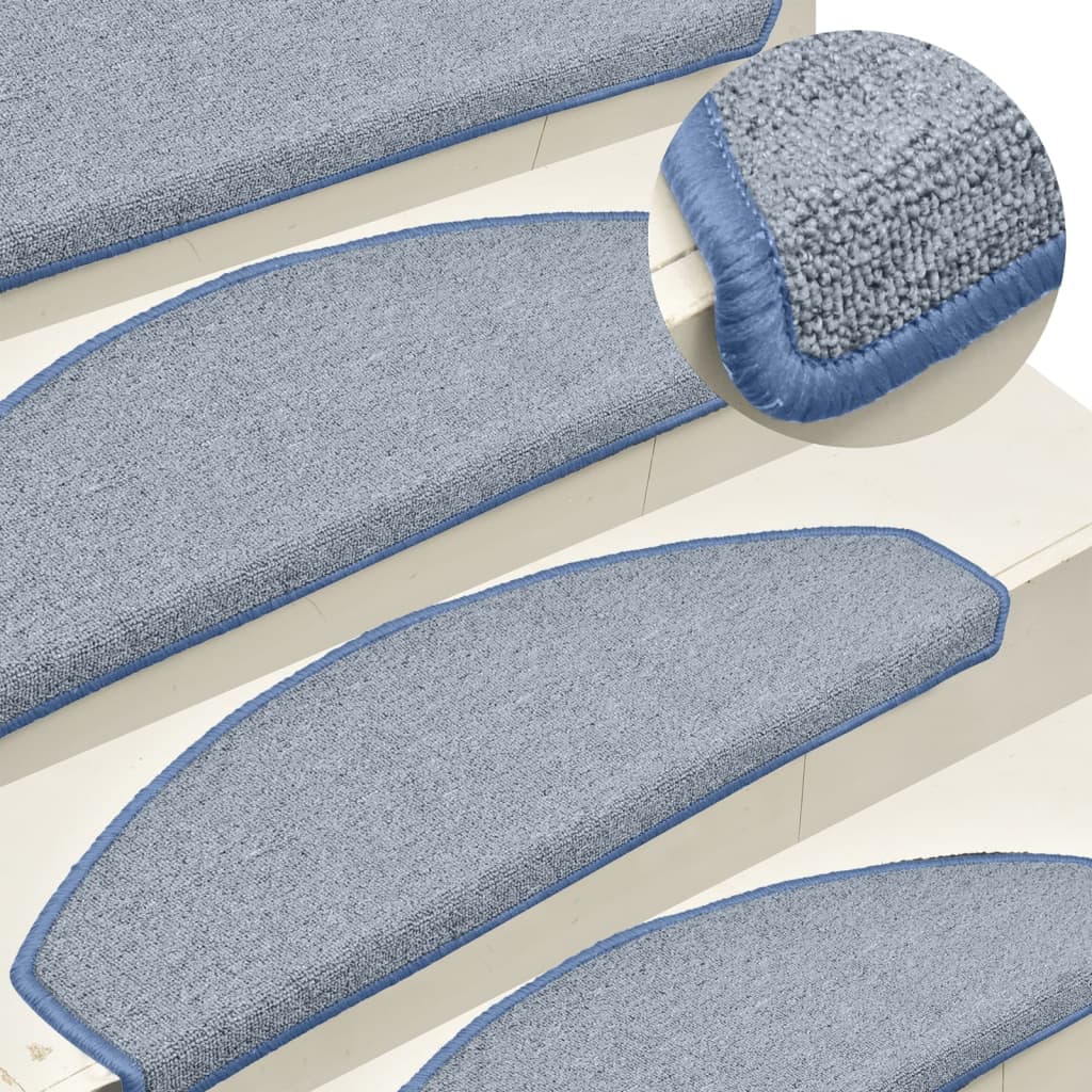 Carpet Stair Treads 15 pcs Light Grey and Blue 65x24x4 cm - Merlin Deals