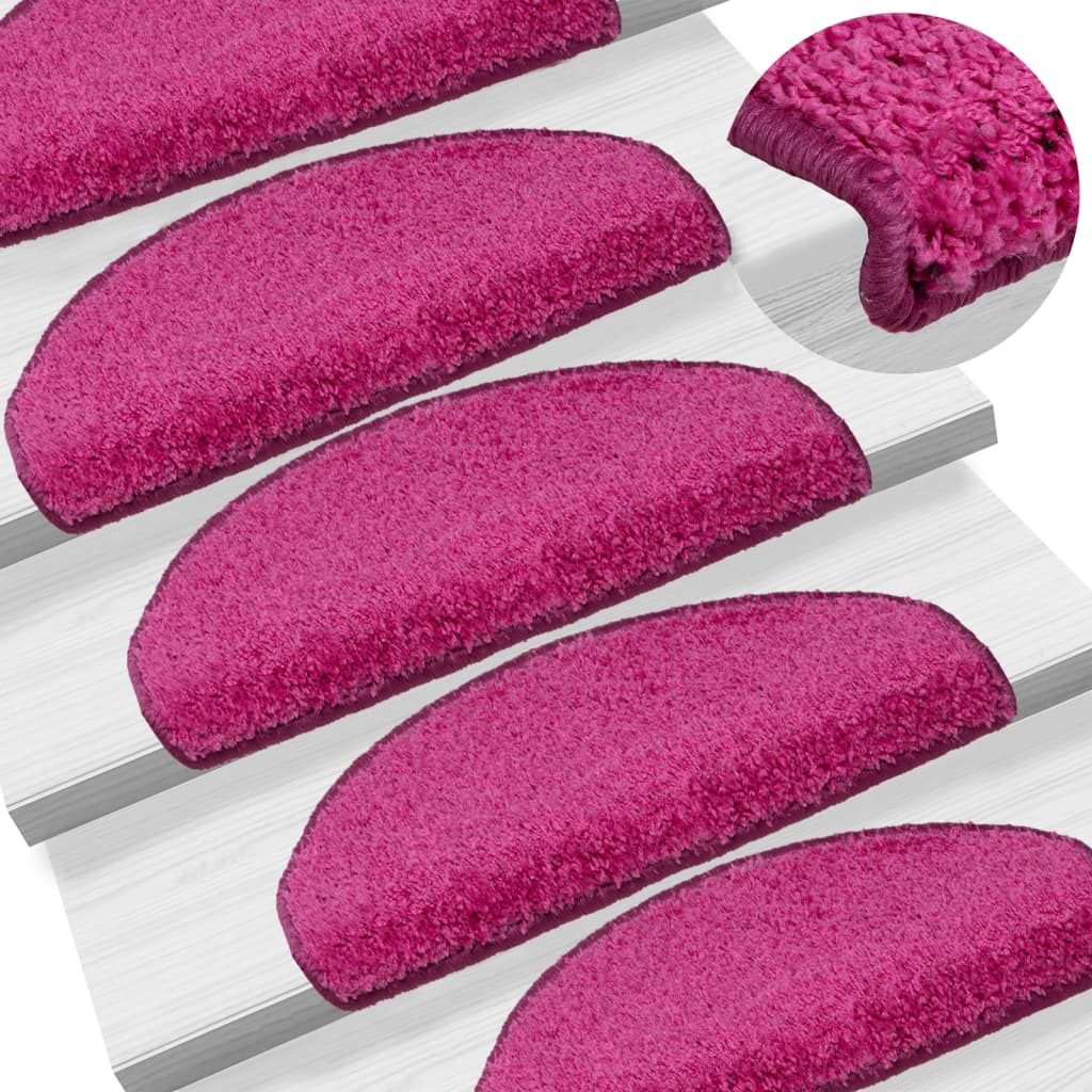 Stair Mats 15 Pieces 65x21x4 cm Pink Half Round Large - Design Hut