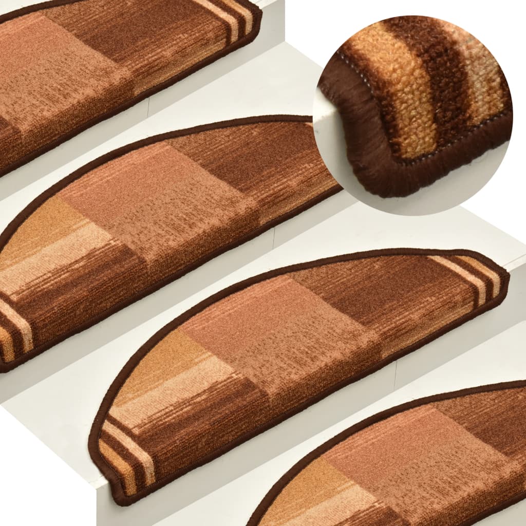 Self-adhesive Stair Mats 15 pcs Brown 65x21x4 cm - Decor Base