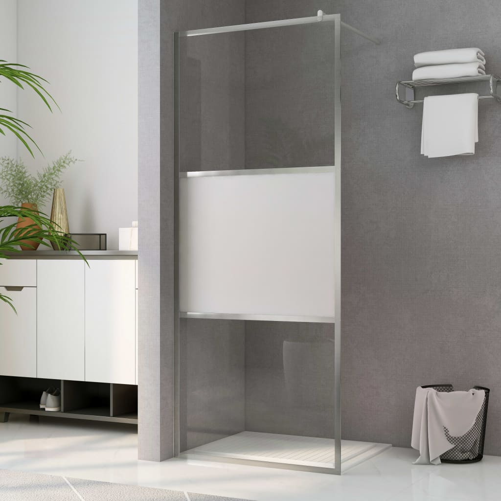 Walk-in Shower Wall with Half Frosted ESG Glass 115x195 cm - Discount Dealers