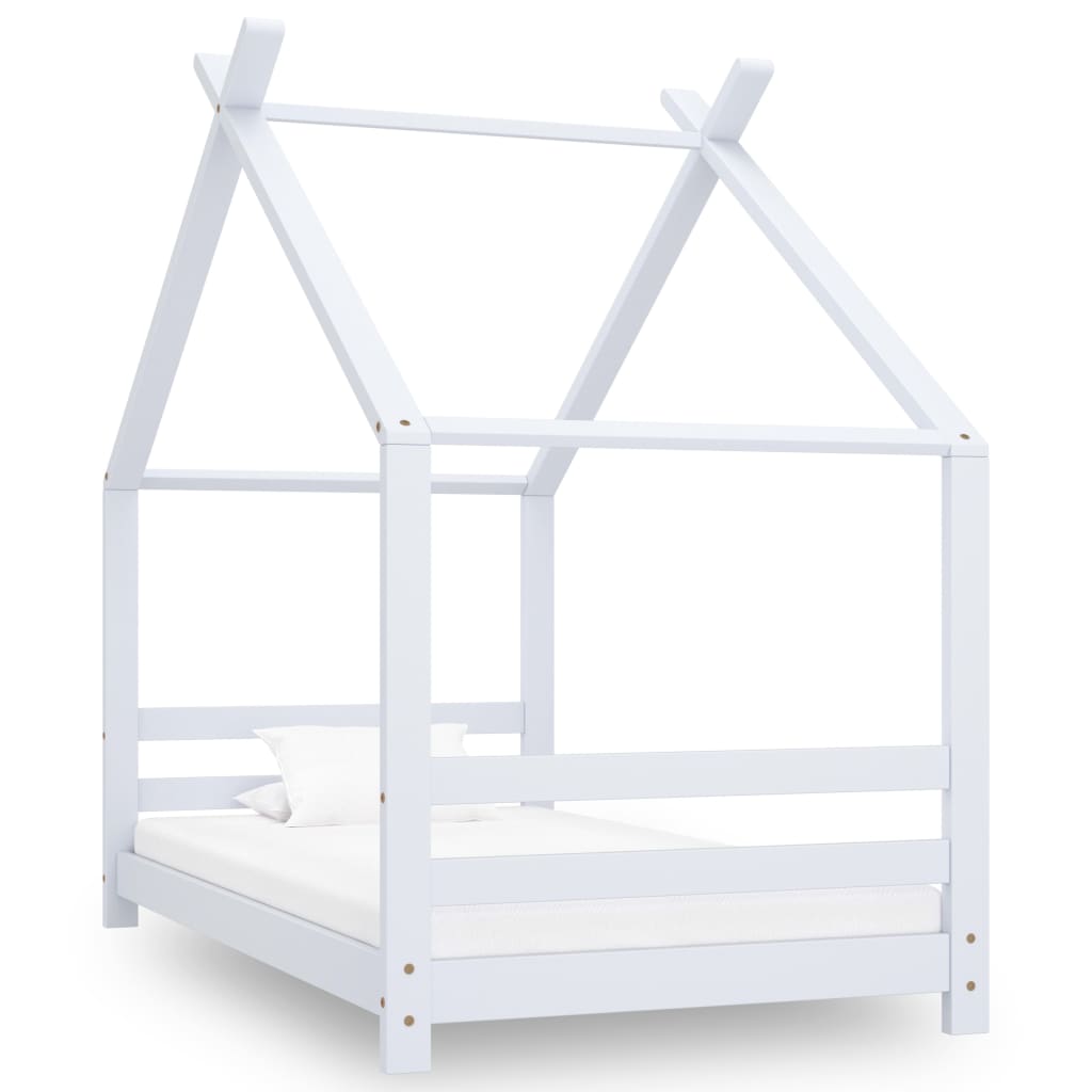 Kids Bed Frame White Solid Pine Wood 80x160 cm - Discount Dealers