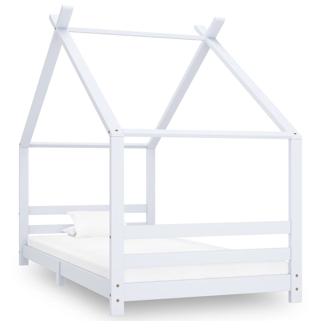 Kids Bed Frame White Solid Pine Wood 90x200 cm - Direct Imports