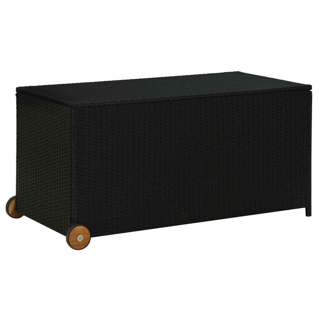 Garden Storage Box Black 120x65x61 cm Poly Rattan - The Home Maker