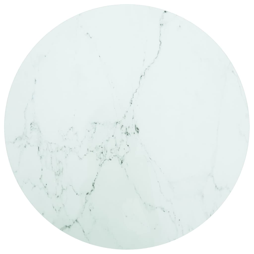 Table Top White ?70x0.8 cm Tempered Glass with Marble Design - R and M Furniture