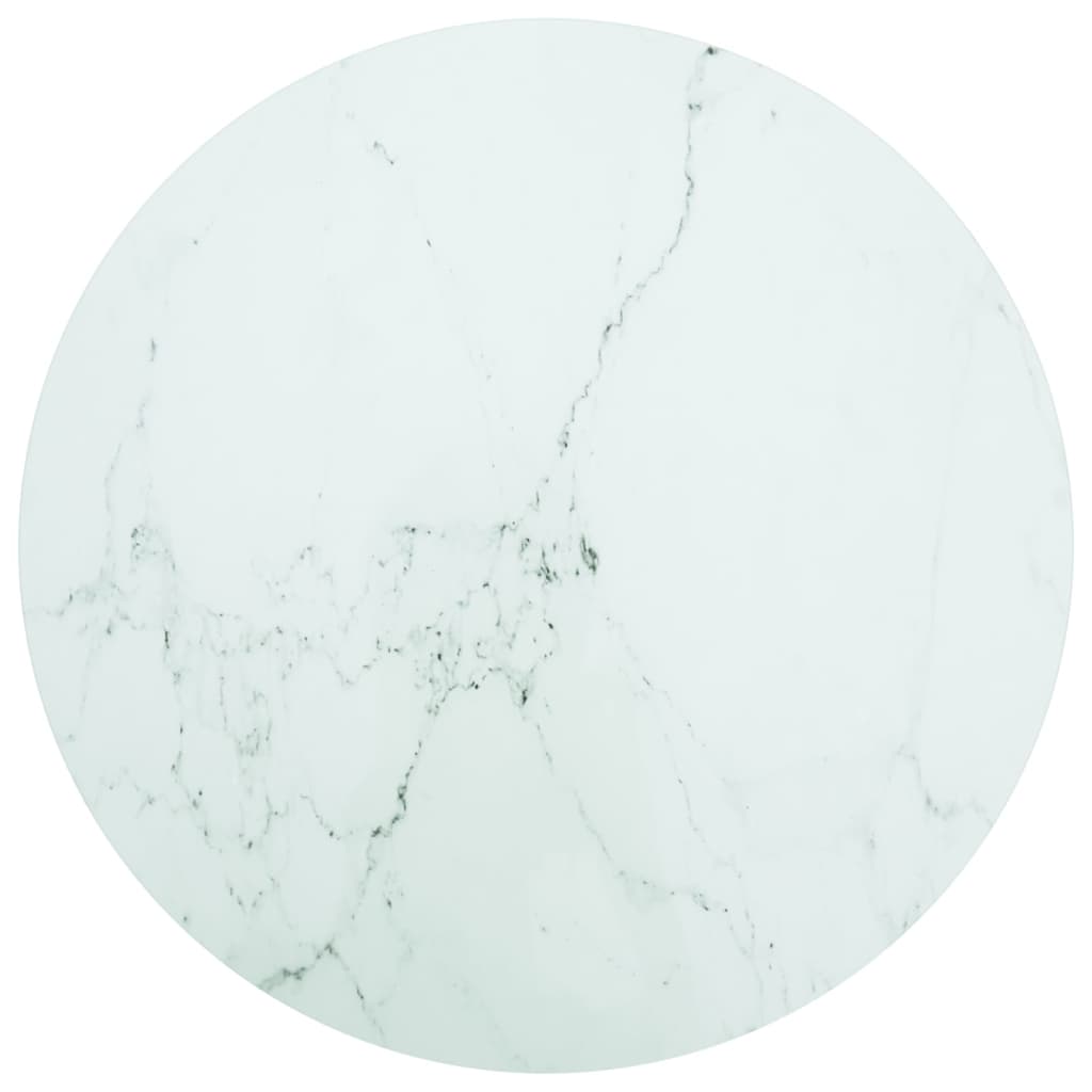 Table Top White Ã ̃80x1 cm Tempered Glass with Marble Design - Decor Base