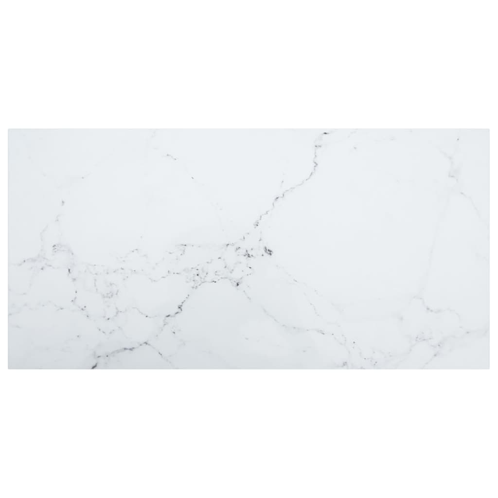 Table Top White 100x50 cm 6mm Tempered Glass with Marble Design - Merlin Deals