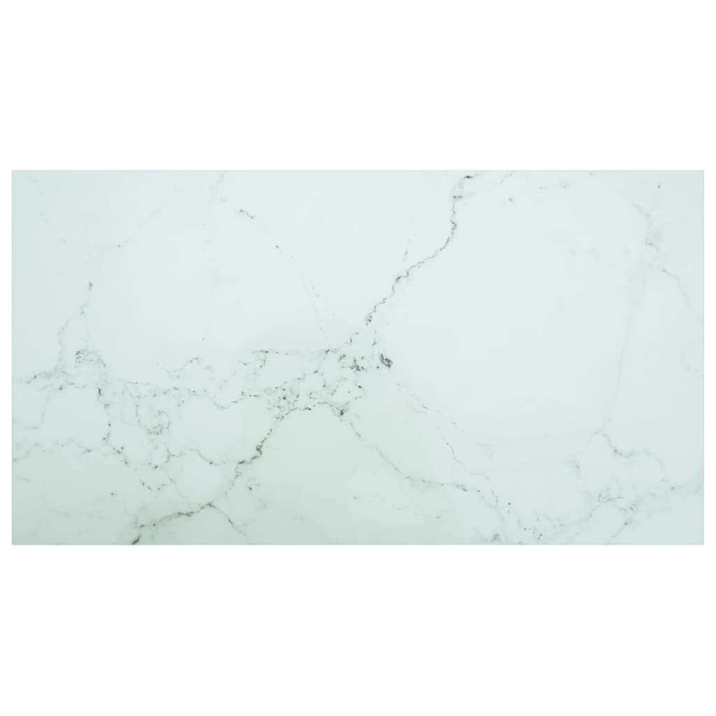 Table Top White 120x65 cm 8mm Tempered Glass with Marble Design - Casper Homes