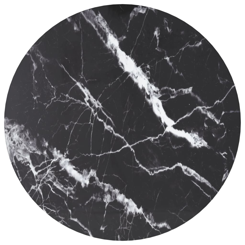 Table Top Black Ã ̃50x0.8 cm Tempered Glass with Marble Design - R and M Furniture