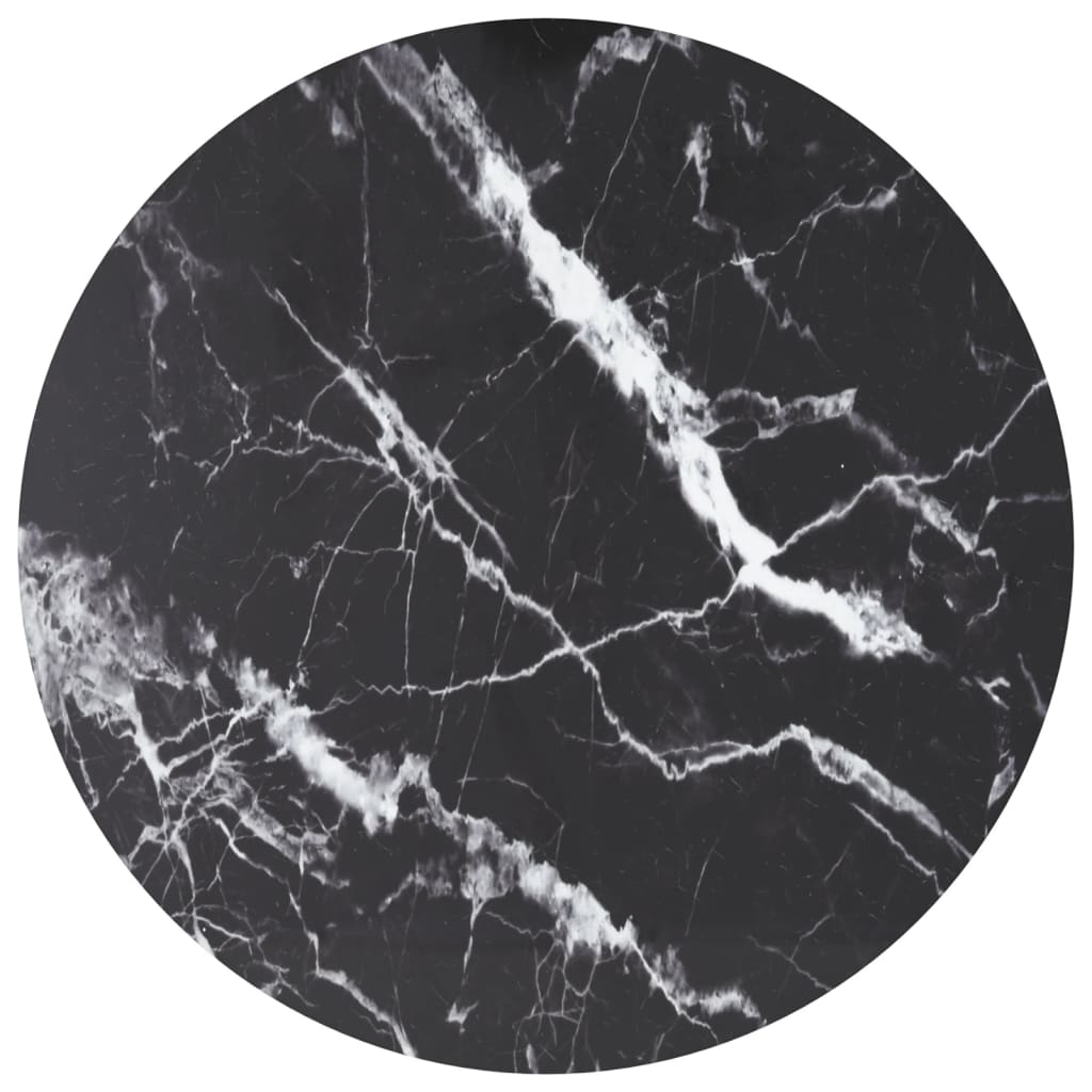 Table Top Black Ã ̃80x1 cm Tempered Glass with Marble Design - Sid & Sam