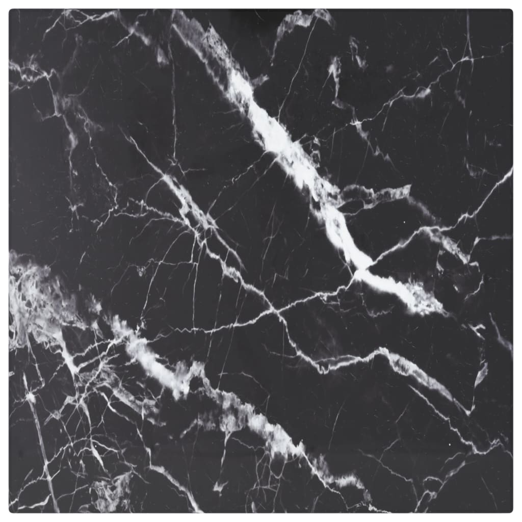 Table Top Black 30x30 cm 6 mm Tempered Glass with Marble Design - R and M Furniture