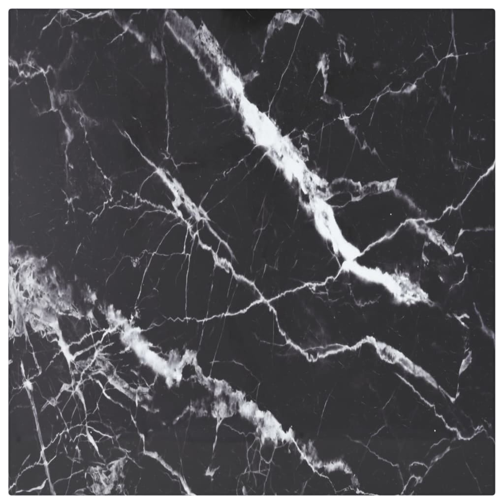 Table Top Black 40x40 cm 6 mm Tempered Glass with Marble Design - Design Hut
