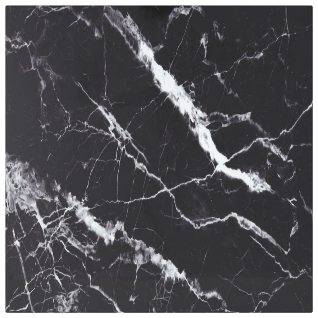 Table Top Black 50x50 cm 6 mm Tempered Glass with Marble Design - Unbeatable Bargains
