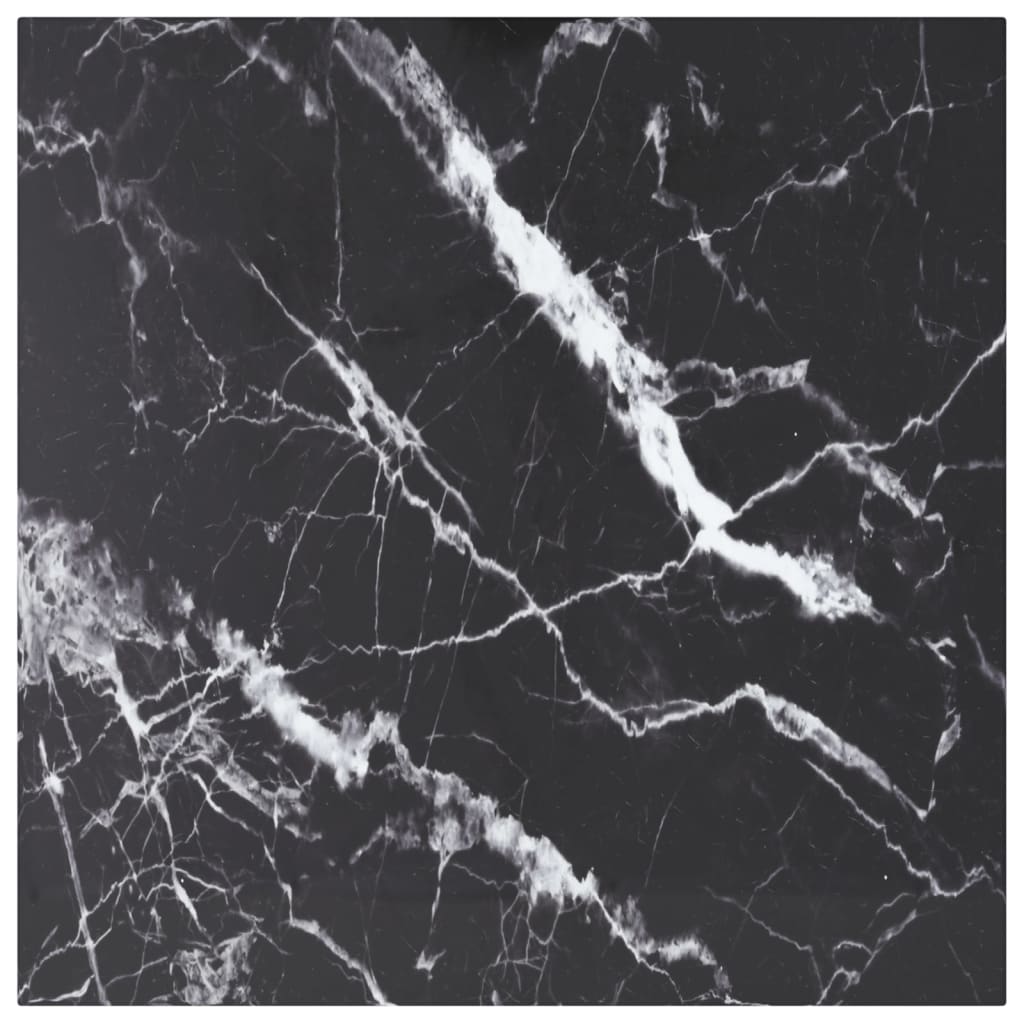 Table Top Black 60x60 cm 6 mm Tempered Glass with Marble Design - Decor Base