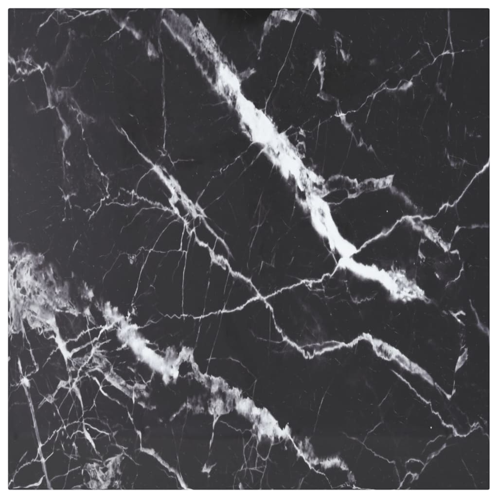 Table Top Black 70x70 cm 6 mm Tempered Glass with Marble Design - Unbeatable Bargains