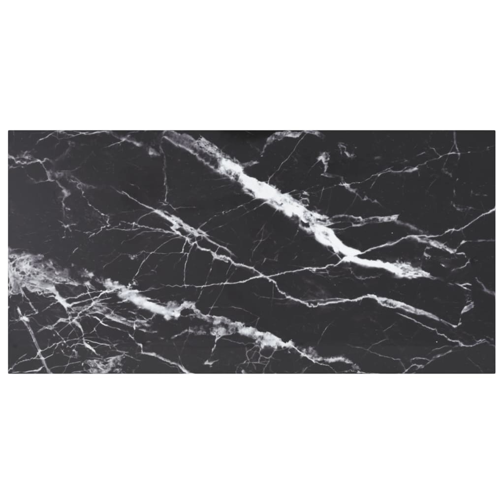 Table Top Black 100x50 cm 6mm Tempered Glass with Marble Design - Design Hut