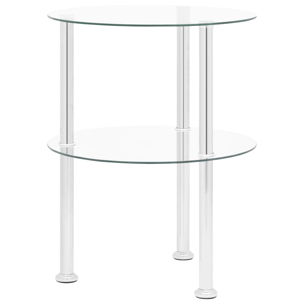 2-Tier Side Table Transparent 38 cm Tempered Glass - Millennium Furniture