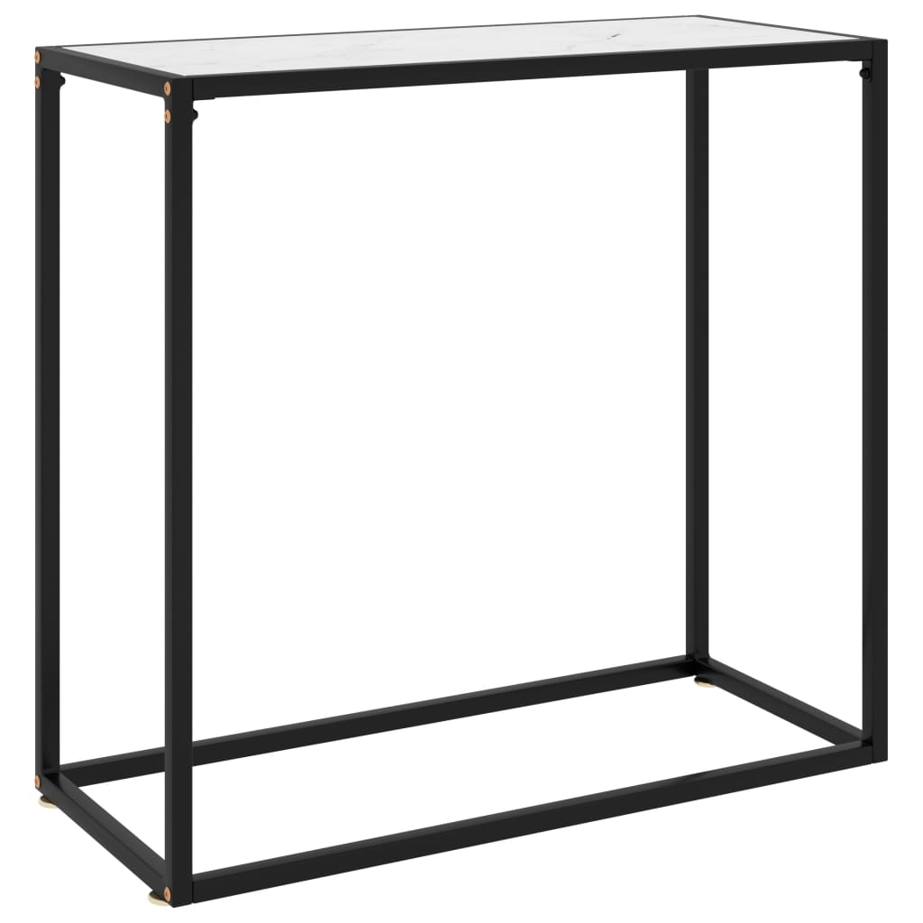 Console Table White 80x35x75 cm Tempered Glass - Design Hut