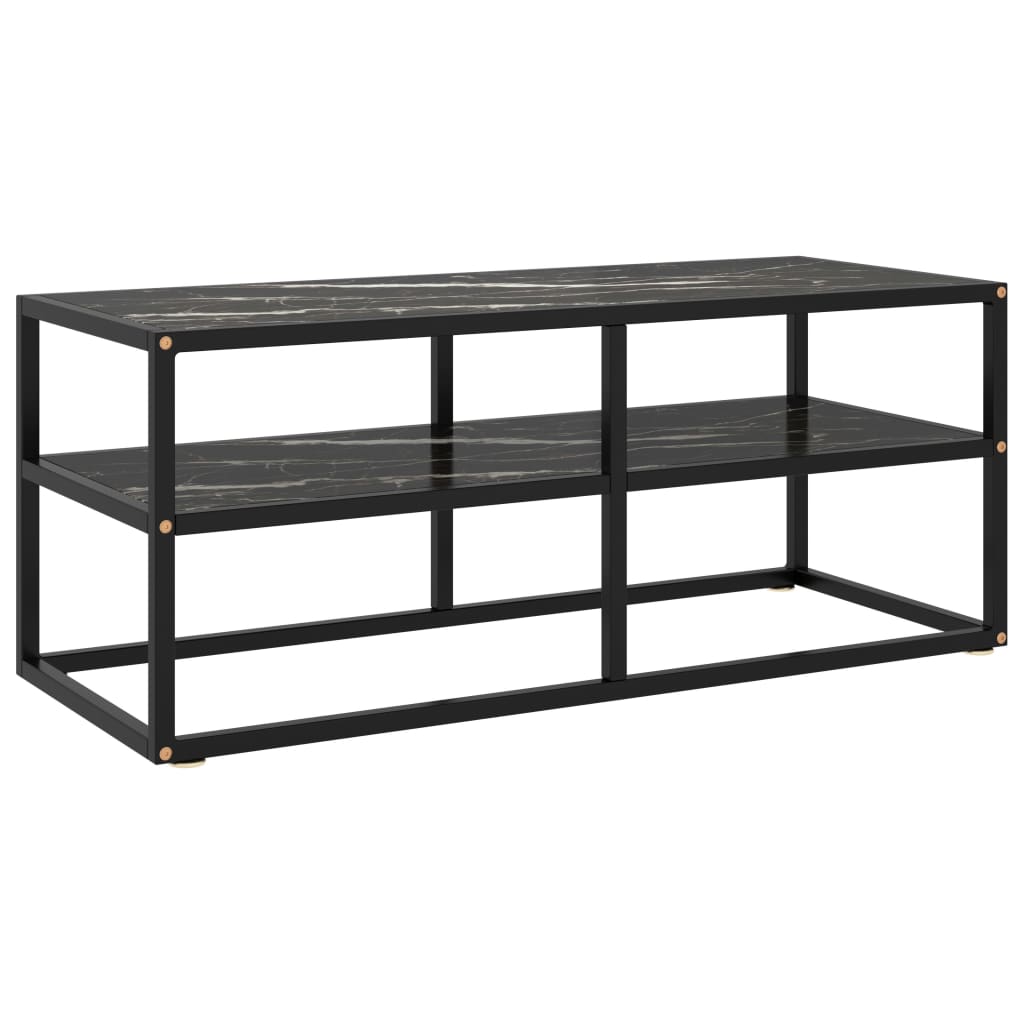 TV Cabinet Black with Black Marble Glass 100x40x40 cm - Tyrell & Tyrell