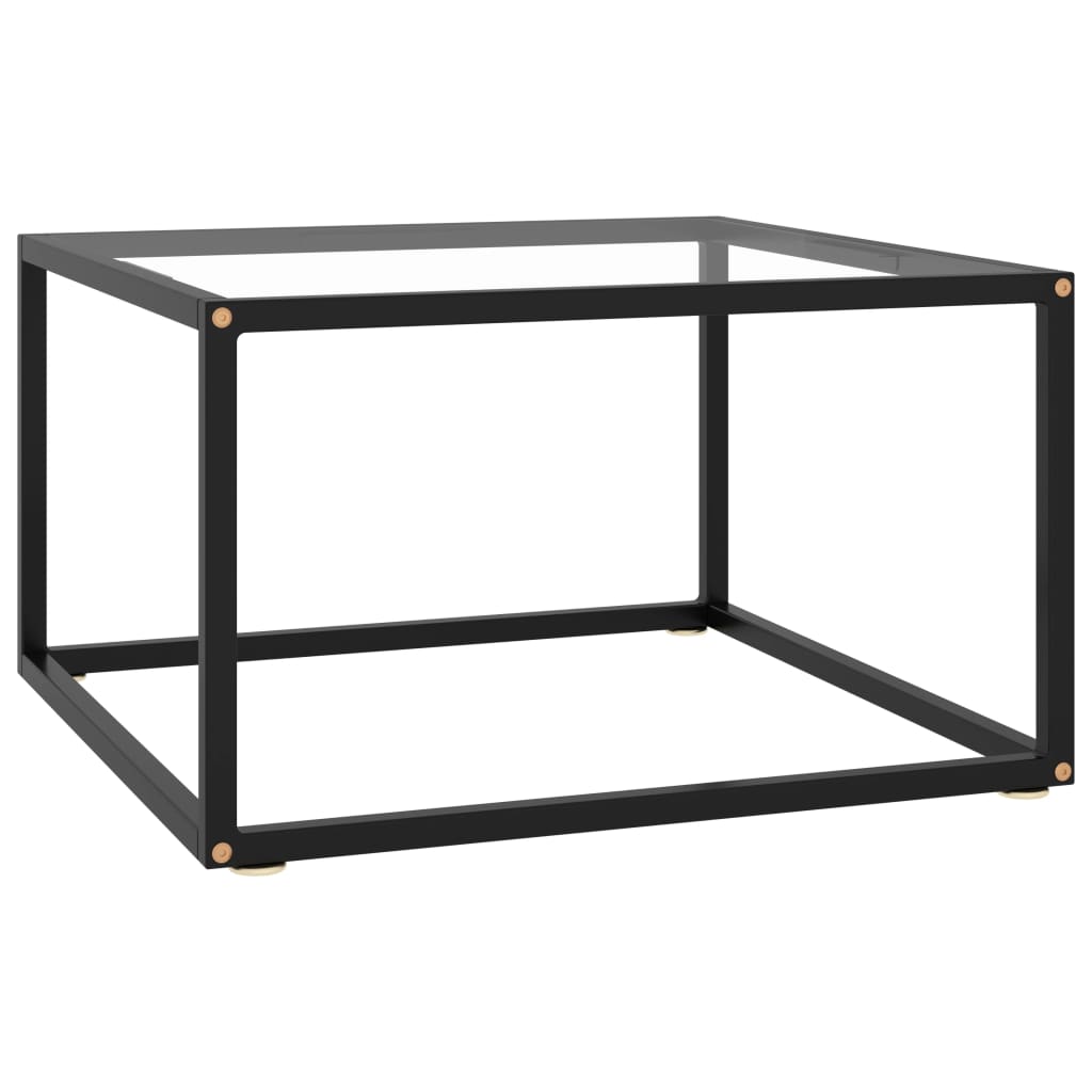 Coffee Table Black with Tempered Glass 60x60x35 cm - Unbeatable Bargains