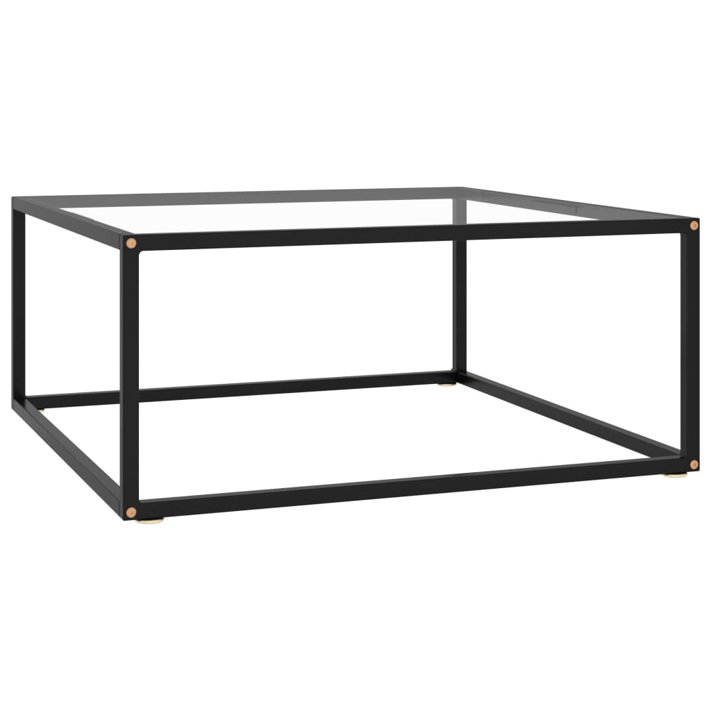 Coffee Table Black with Tempered Glass 80x80x35 cm - Casper Homes