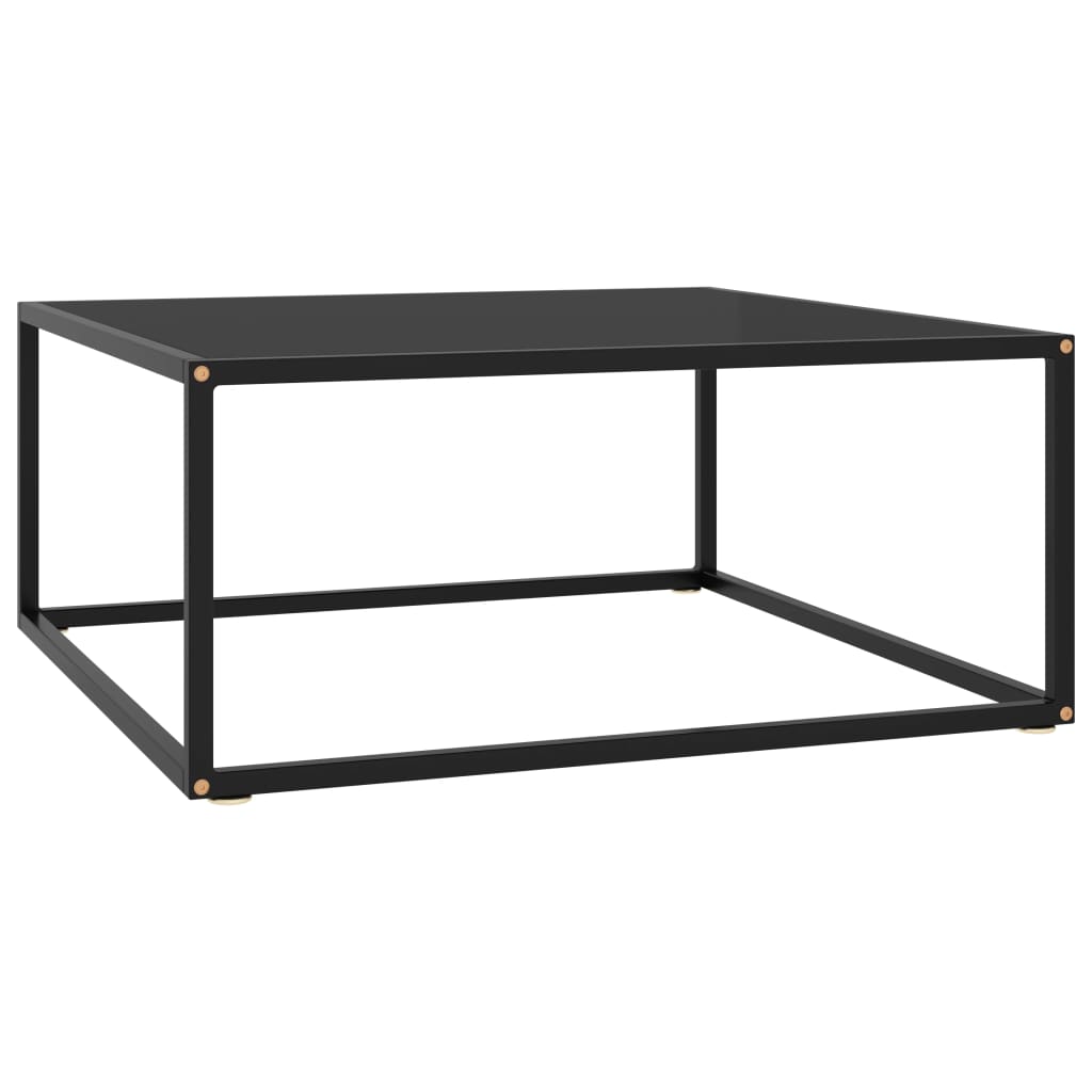 Coffee Table Black with Black Glass 80x80x35 cm - R and M Furniture