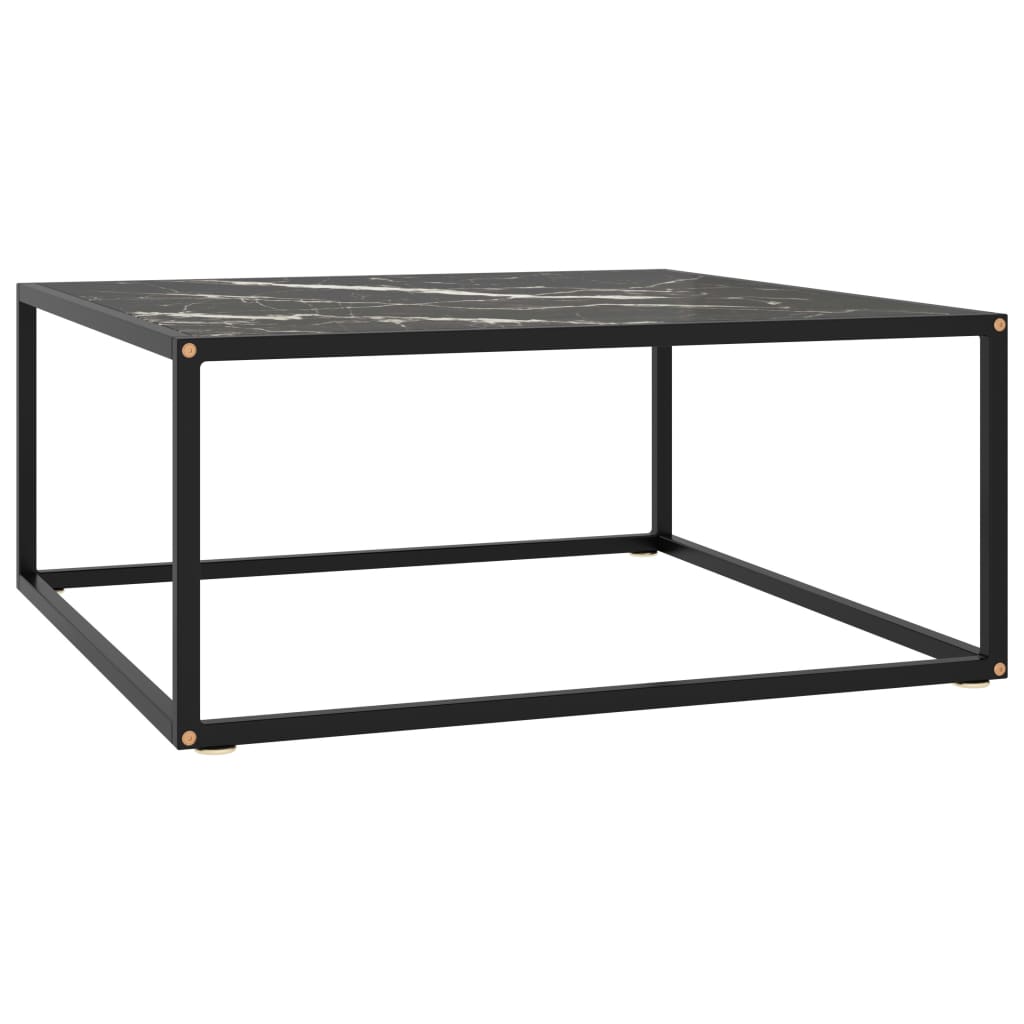 Coffee Table Black with Black Marble Glass 80x80x35 cm - Sid & Sam