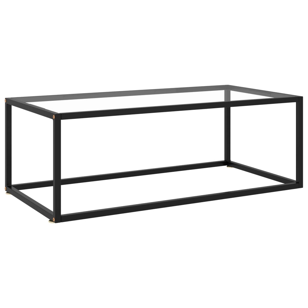 Coffee Table Black with Tempered Glass 100x50x35 cm - Tyrell & Tyrell