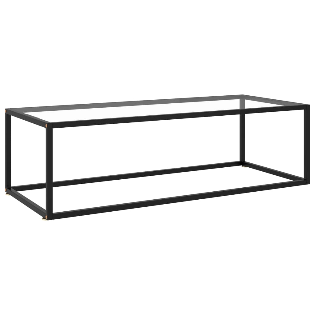 Coffee Table Black with Tempered Glass 120x50x35 cm - Merkel Designers