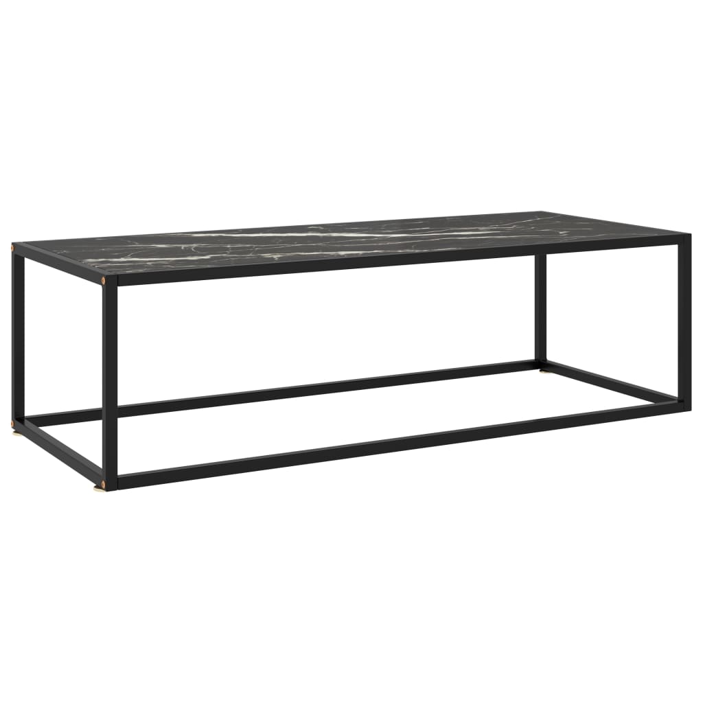 Coffee Table Black with Black Marble Glass 120x50x35 cm - Sid & Sam