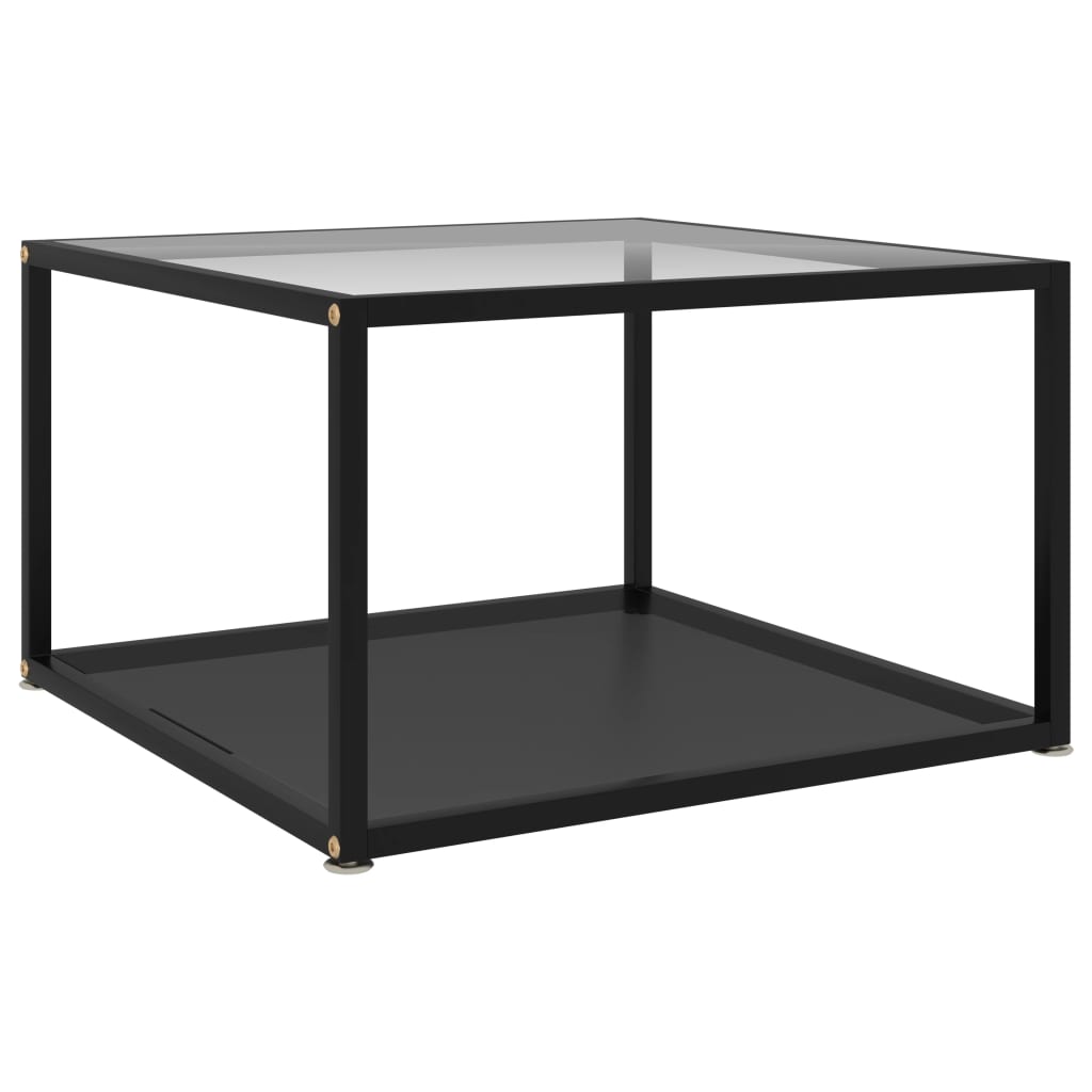 Coffee Table Transparent and Black 60x60x35 cm Tempered Glass - Decor Base