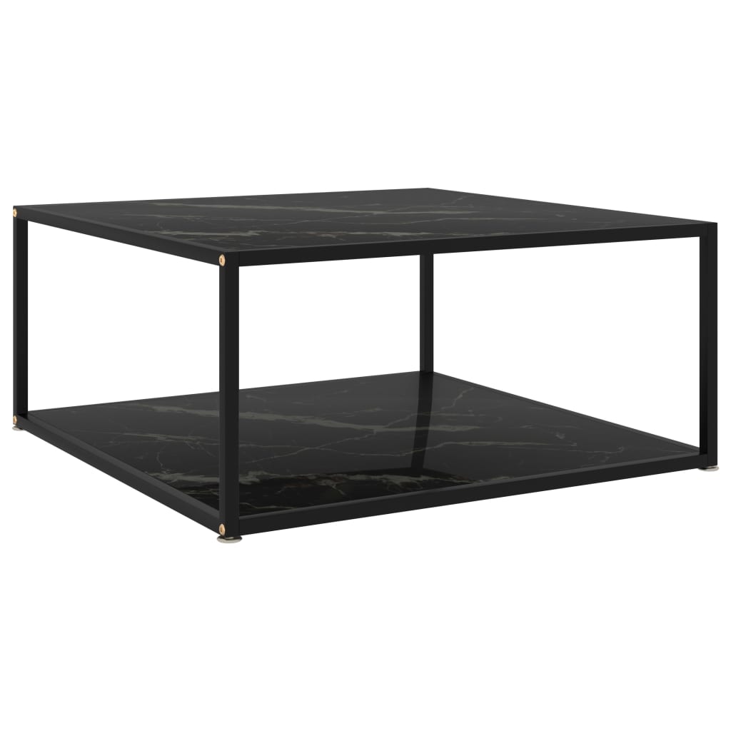 Coffee Table Black 80x80x35 cm Tempered Glass - All Things Good
