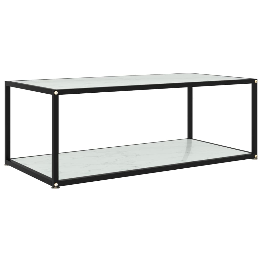 Coffee Table White 100x50x35 cm Tempered Glass - Merlin Deals