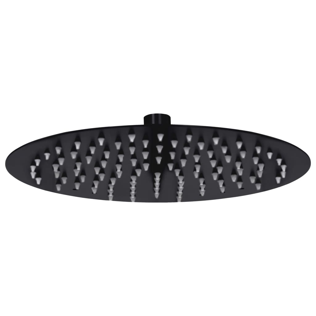 Rain Shower Head Stainless Steel 25cm Round Black - Brittle & Co