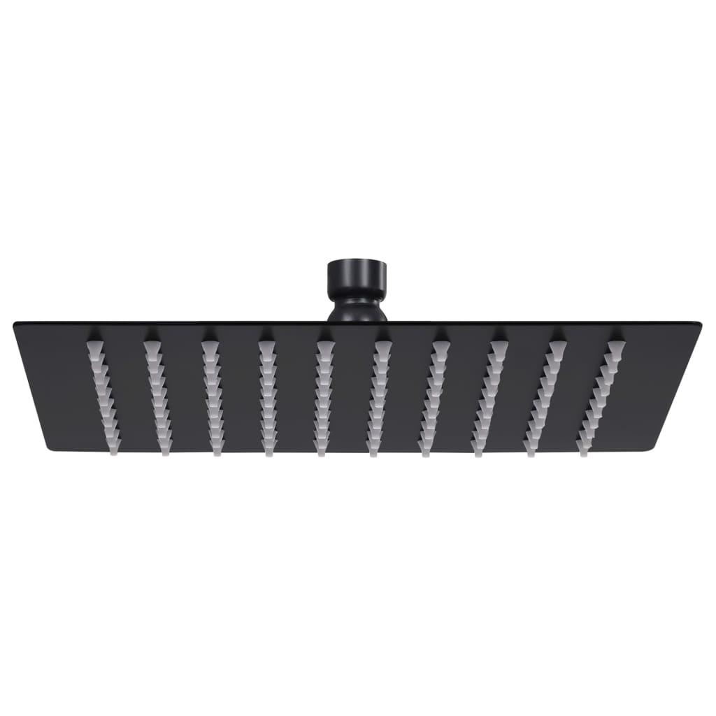Rain Shower Head Stainless Steel 20x20cm Square Black - The Home Maker