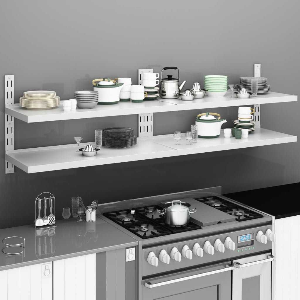 2-Tier Floating Wall Shelves 2 pcs Stainless Steel 200x30 cm - Style and Chic
