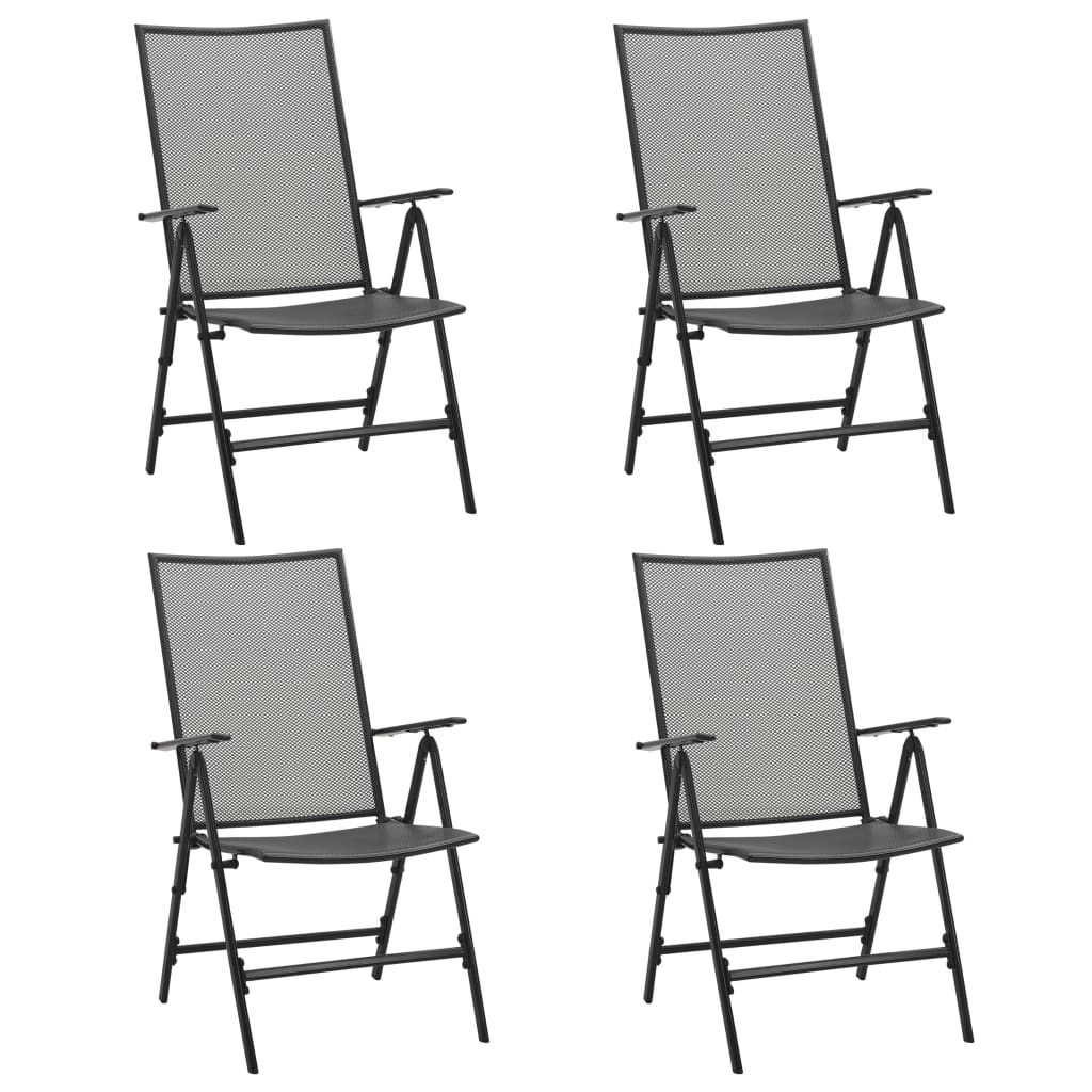 Folding Mesh Chairs 4 pcs Steel Anthracite - The Home Maker