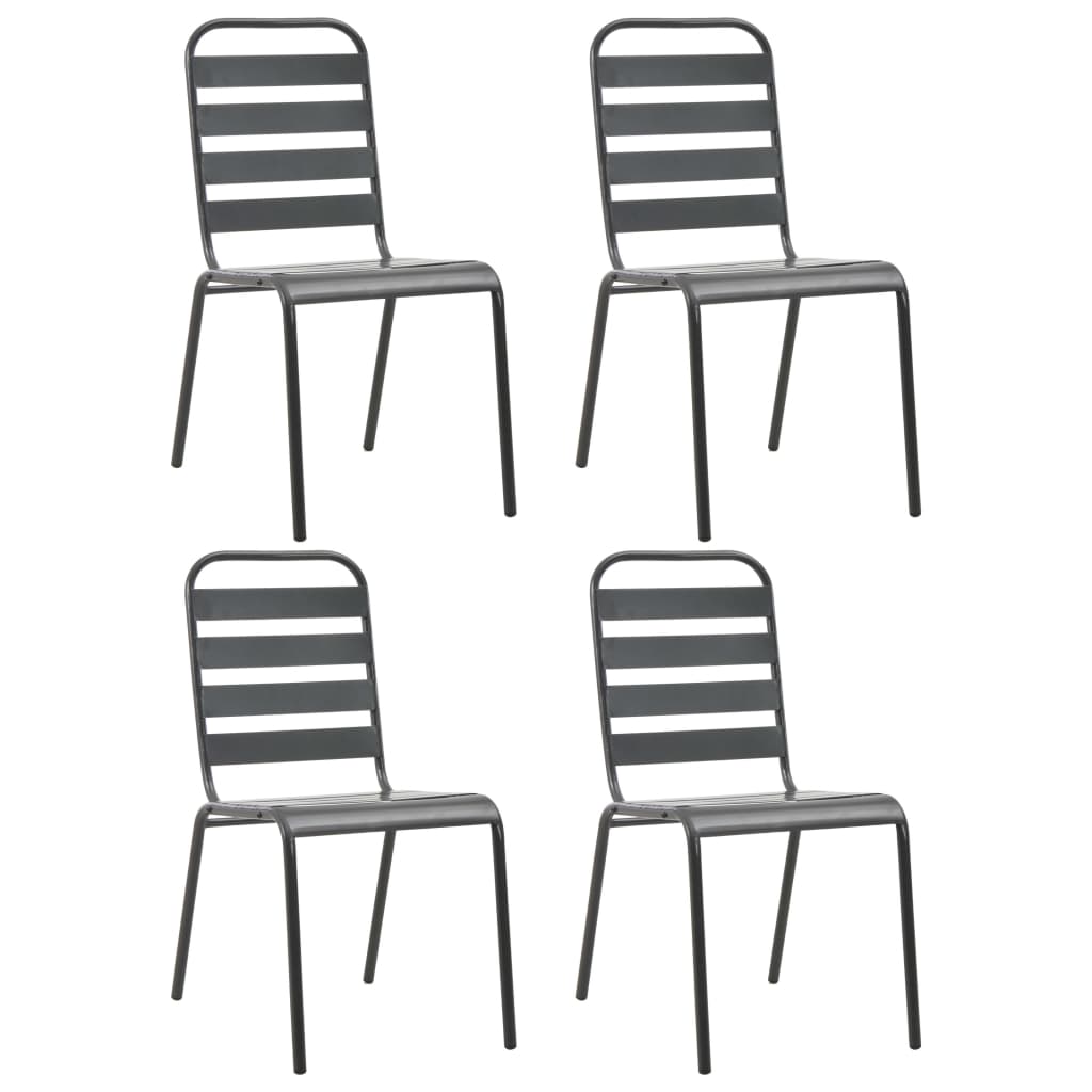 Outdoor Chairs 4 pcs Slatted Design Steel Dark Grey - Millennium Furniture