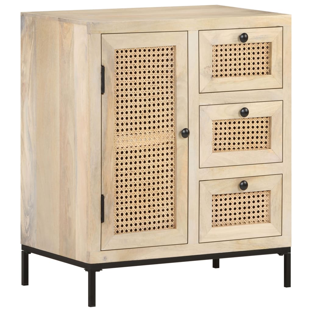 Sideboard 60x35x70 cm Solid Mango Wood and Natural Cane - Casper Homes