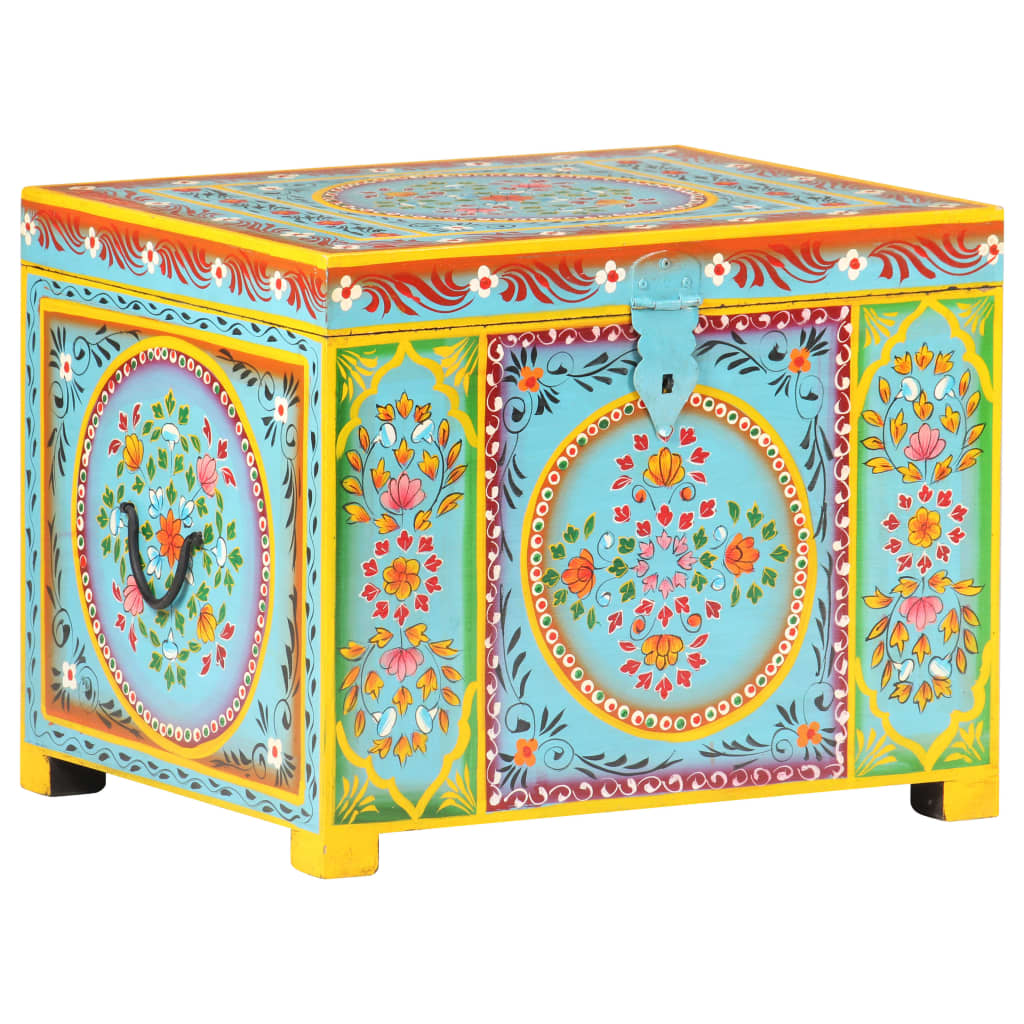 Hand Painted Storage Box 50x40x40 cm Solid Mango Wood - Millennium Furniture