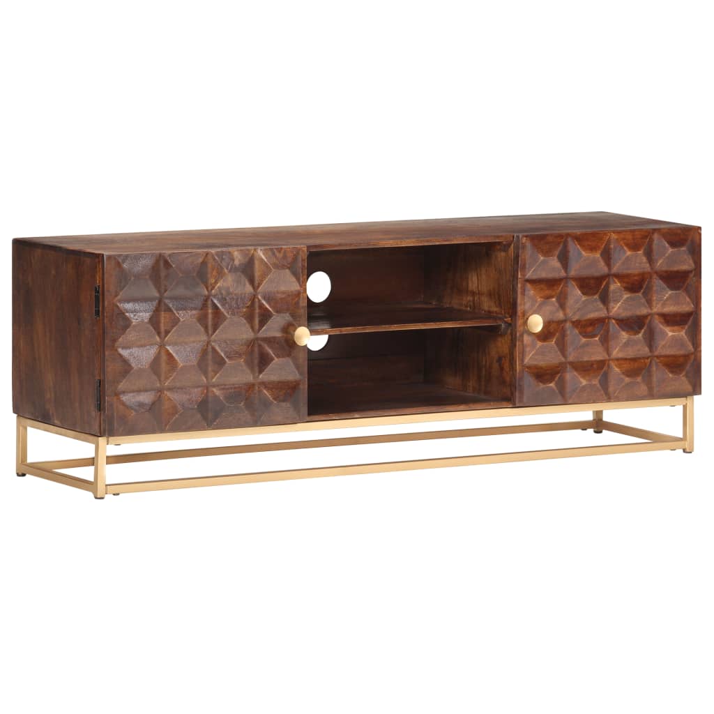 TV Cabinet 124x29x45 cm Solid Mango Wood - Brittle & Co