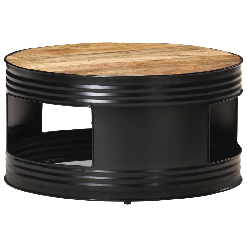 Coffee Table Black 68x68x36 cm Solid Rough Mango Wood - Casper Homes