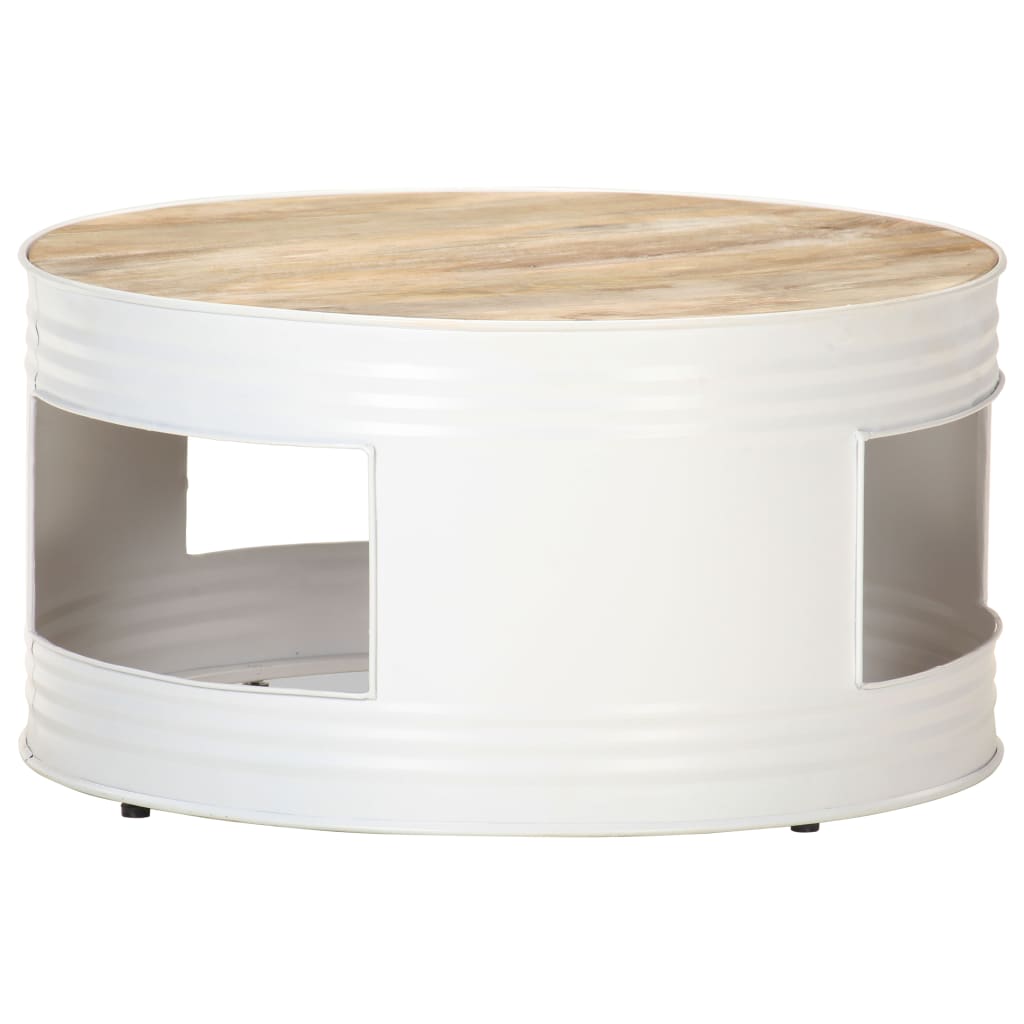 Coffee Table White 68x68x36 cm Solid Mango Wood - Millennium Furniture