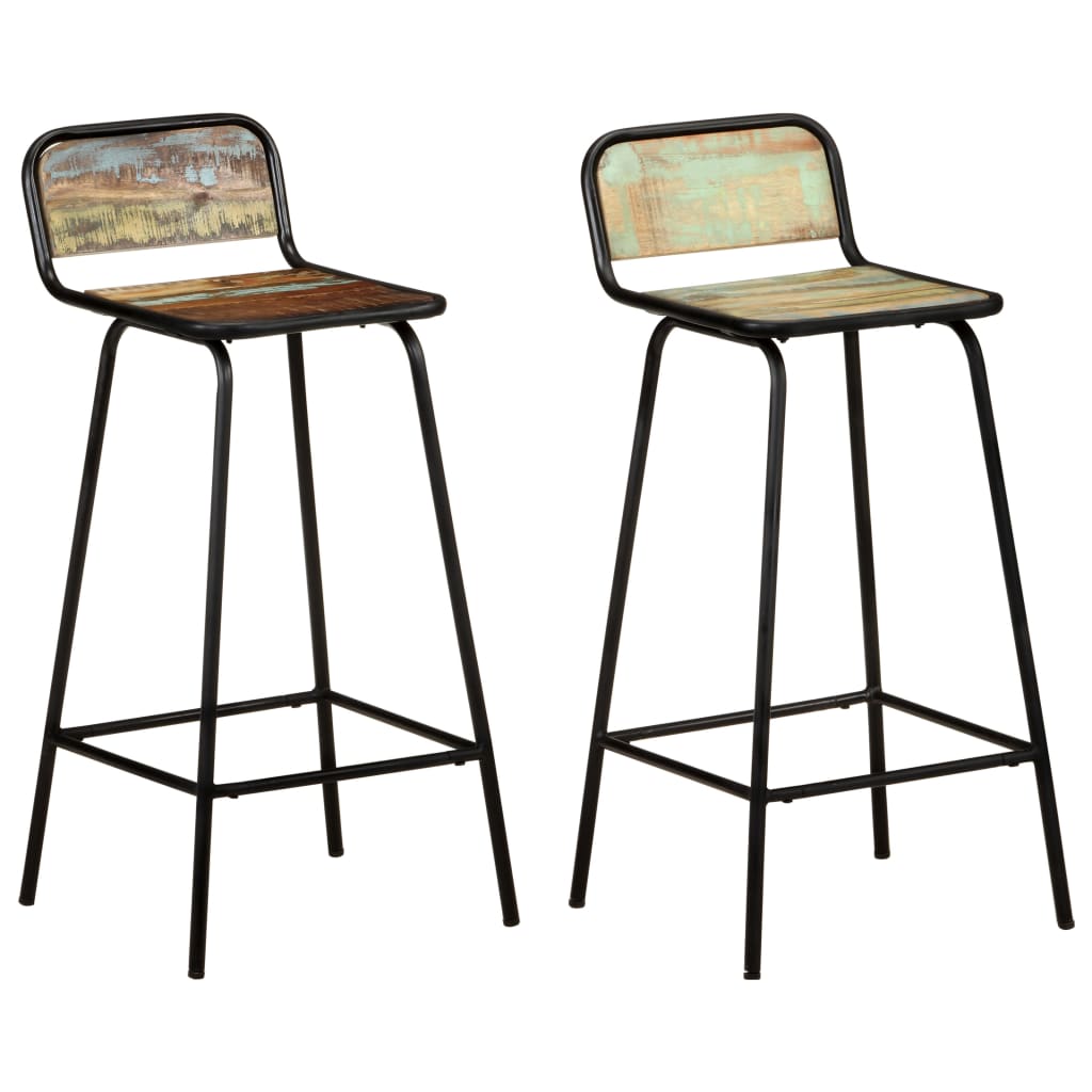 Bar Chairs 2 pcs Solid Reclaimed Wood - Sid & Sam